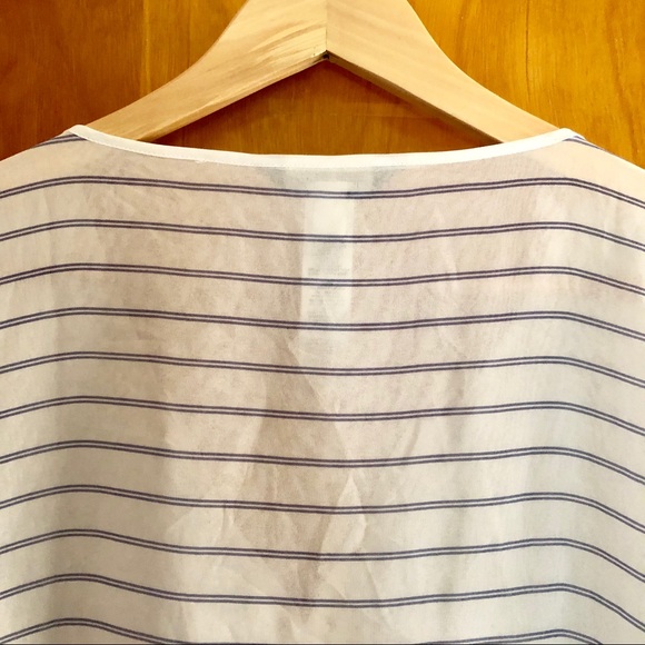 WHBM | Navy Striped Flowy Blouse - Picture 6 of 7